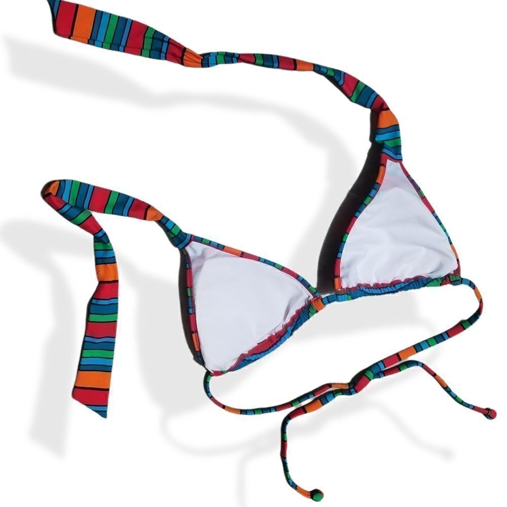 Striped String Bikini Top sz M - Picture 4 of 7